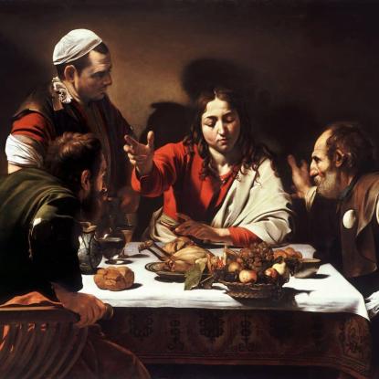 Le Souper à Emmaüs (Le Caravage, National Gallery, Londres).